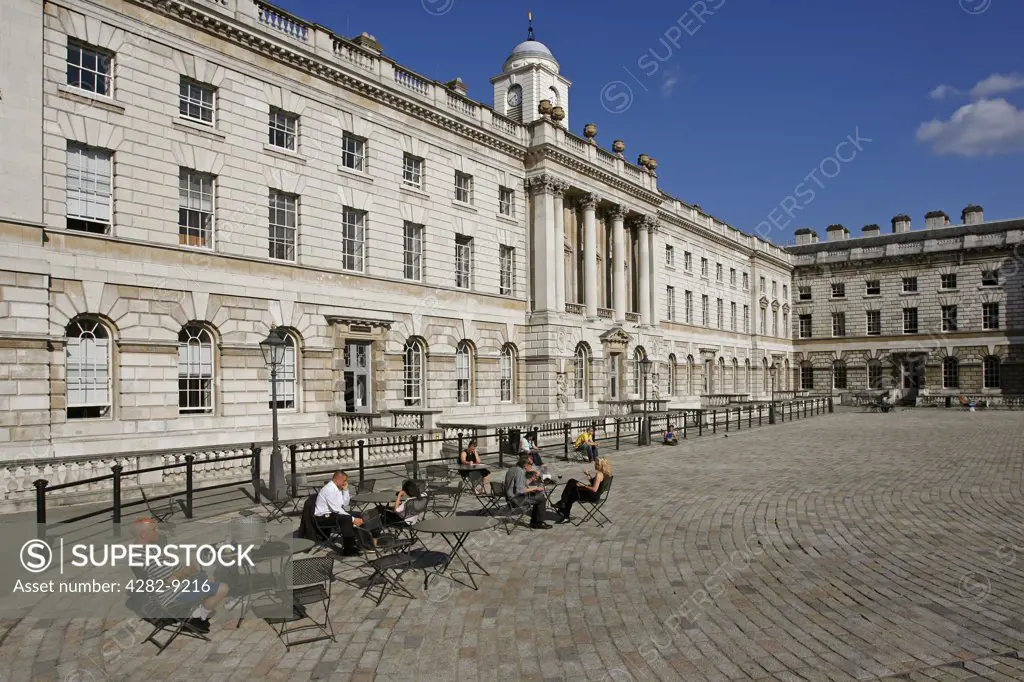 England, London, The Strand. A view of the courtyard at Somerset House in London.