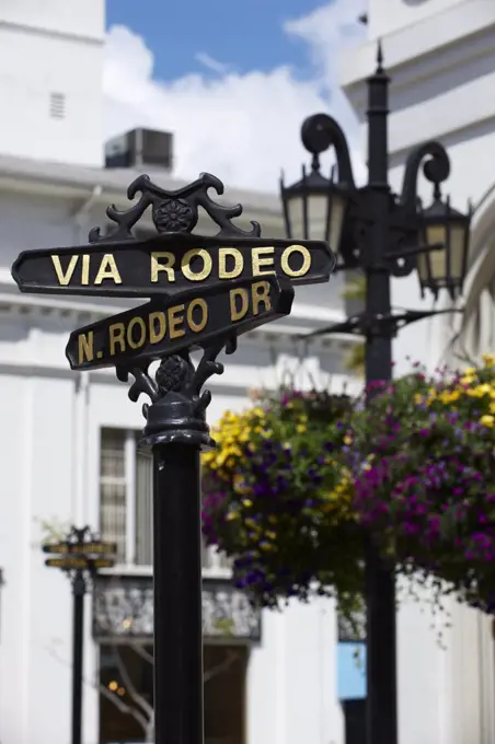 Rodeo Beverley Hills sign on Rodeo Drive.