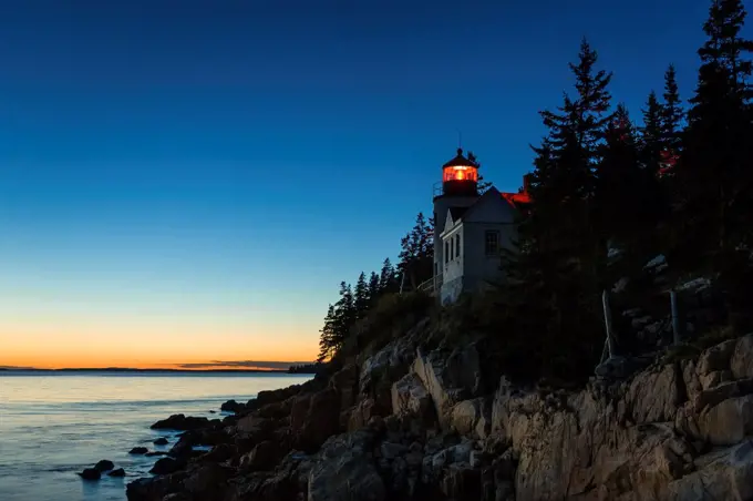 USA, Maine, Acadia National Park. The Bass Harbour Lighthouse in Acadia National Park.