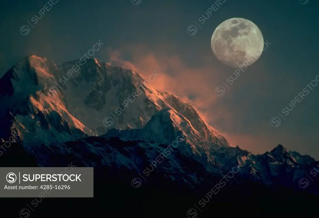 Moonrise of Tirich Mir  Located in Pakistan.