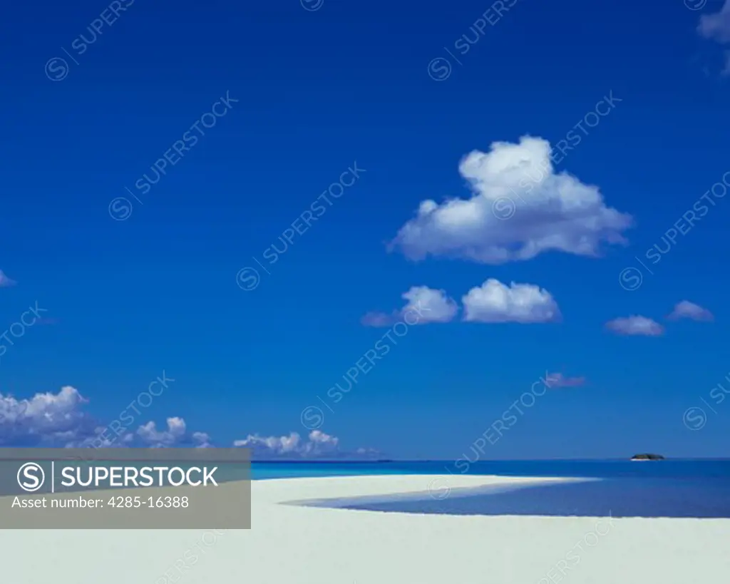 Tropical Island Beach Scene on the Maldive Islands, Indian Ocean