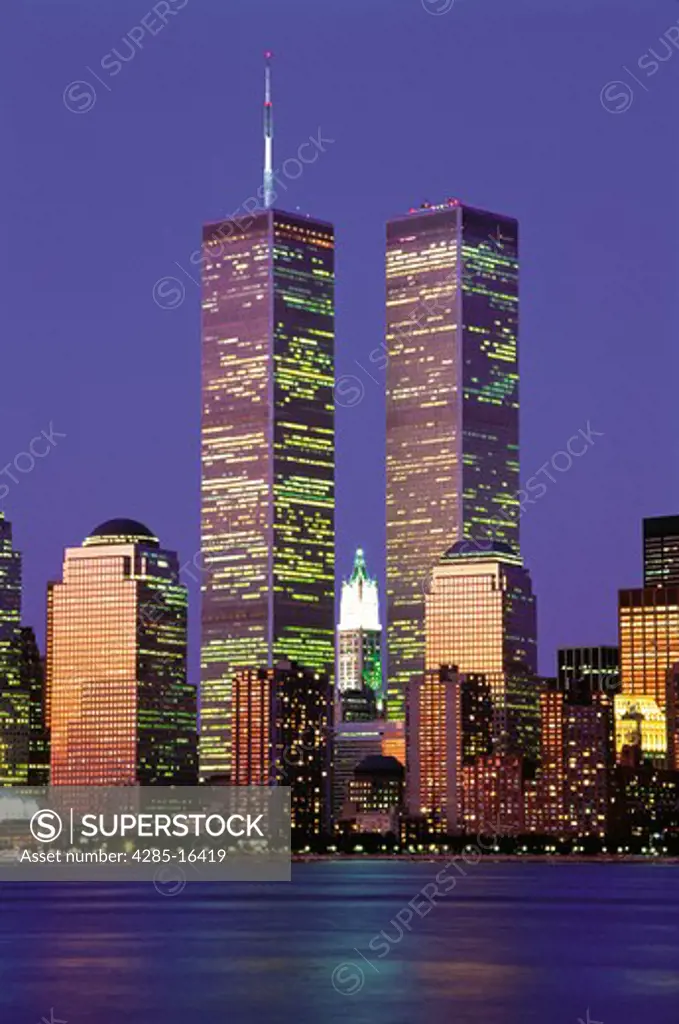 Lower Manhattan at Night and World Trade Center, New York City