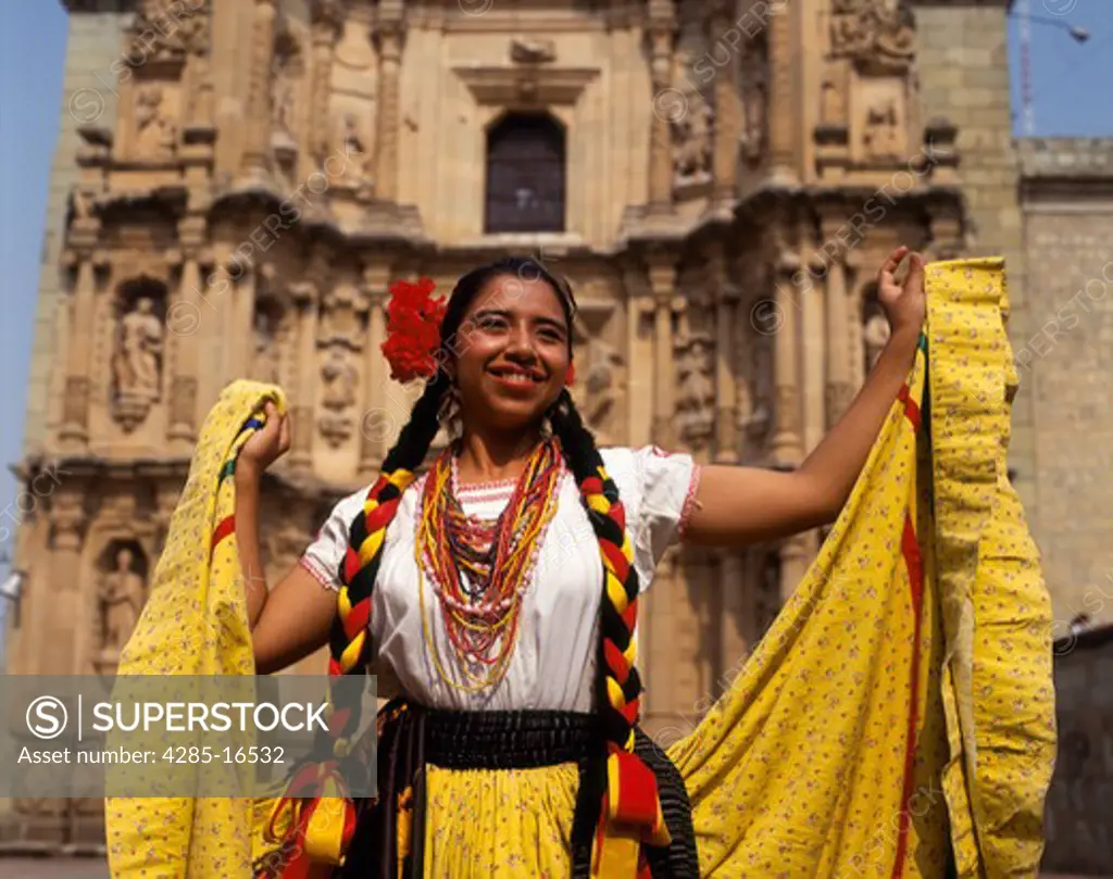 Ethnic Indian Girl Dancer in Oaxaca, Mexico