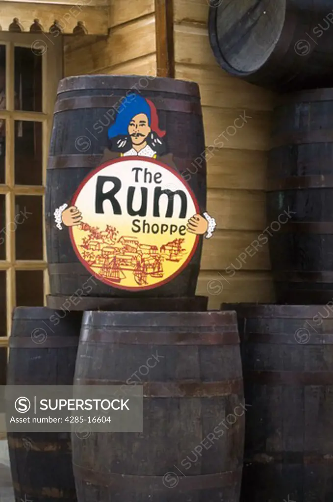 Rum Shoppe Sign, Redcliffe Quay in St. Johns, Antigua, West Indies