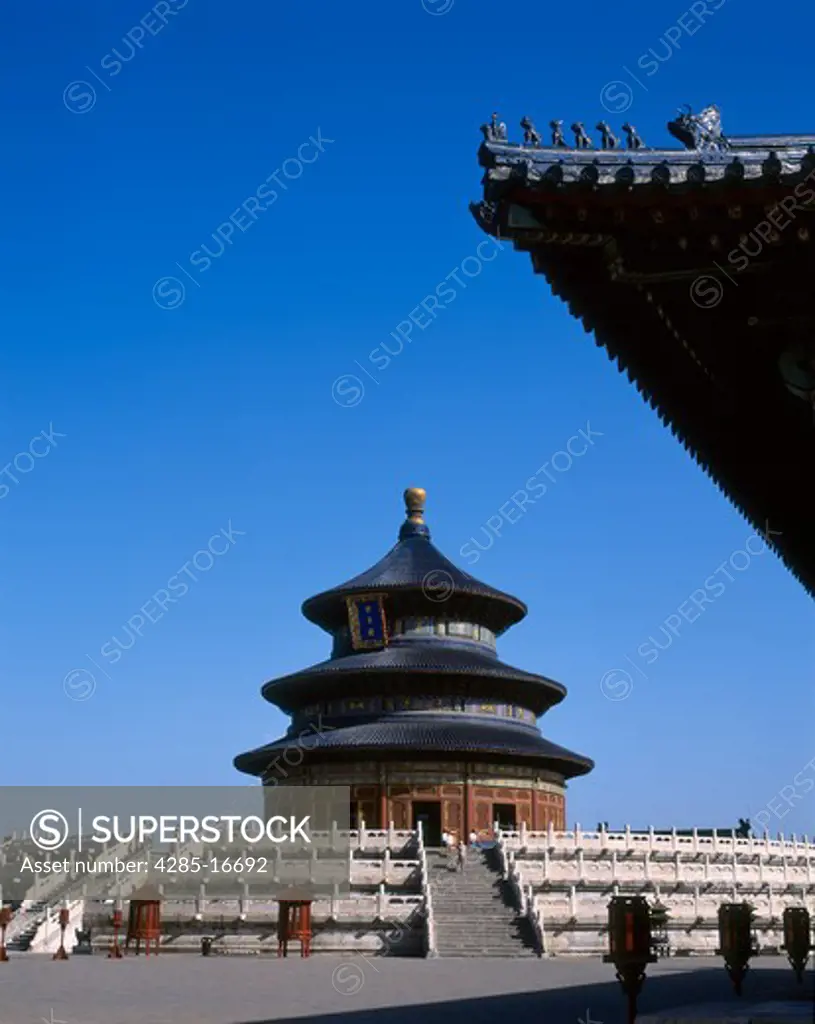 Hall of Prayer for Good Harvests in the Temple of Heaven, Beijing, China. Temple show Ming Architecture