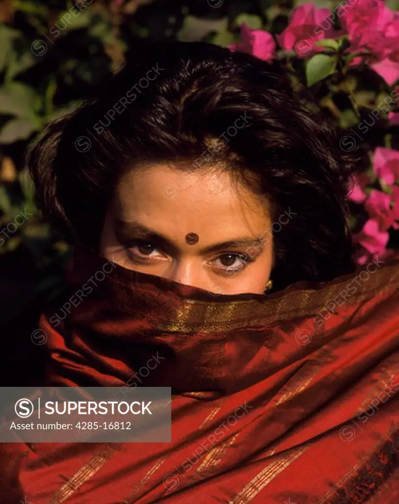 Indian Girl in Sari in Mumbai, Maharashtra, India
