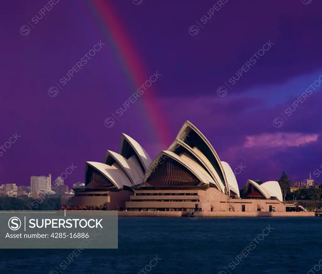 Opera House with rainbow, Sydney, New South Wales, Australia. Sailing Theme in Design