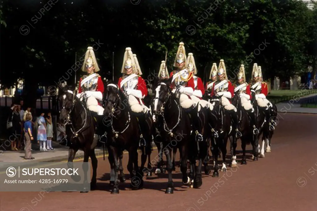 Horse Guards in Changing the Guards opposite St.James Park, London, United Kingdom ( Great Britain )