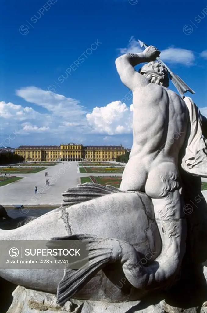 Baroque Architecture of Schonbrunn Palace and Gardens, Vienna, Austria.