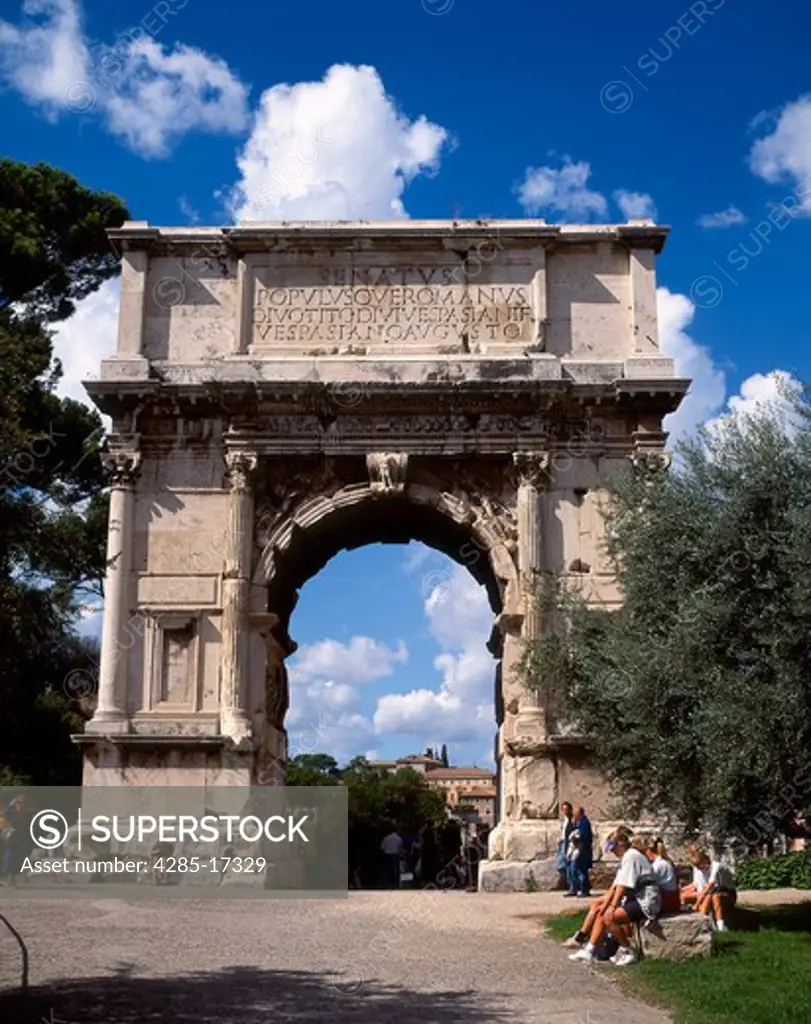Arch of Titus and the Roman Forum in Rome, Italy