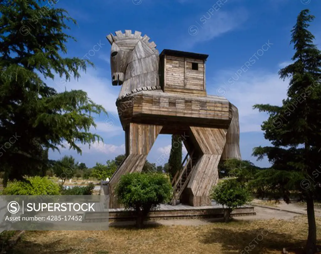Trojan Horse from ancient mythology in Troy,. Turkey