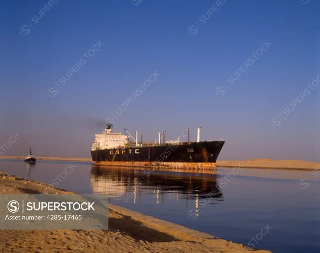 Ships Passing through Suez Canal, Suez, Egypt