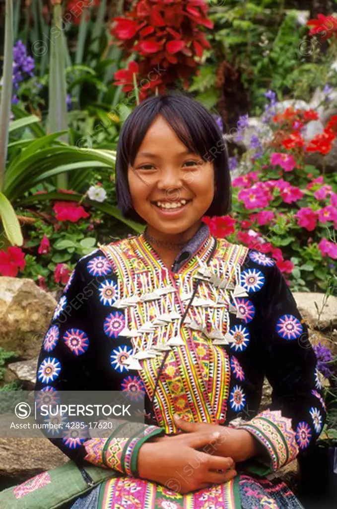 Thailand, Chiangmai, Hmong Hilltribe Costume, Child