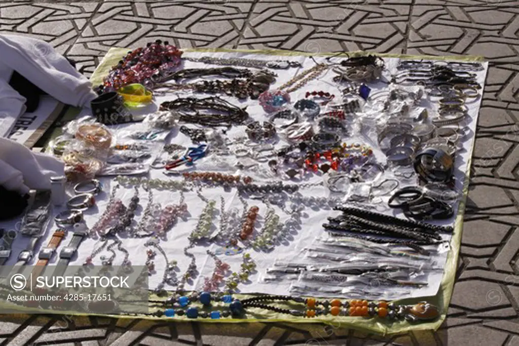 Africa, North Africa, Morocco, Casablanca, Market, Pavement Stall, Local Made Jewellery