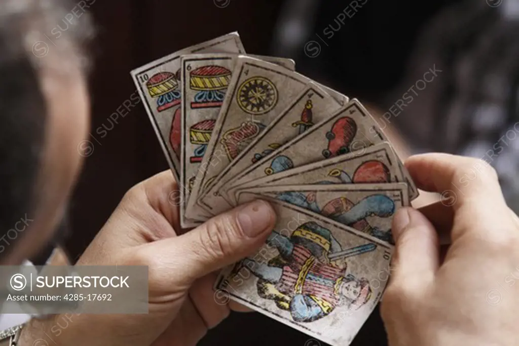 Africa, North Africa, Morocco, Fes, FŠs el Bali, Old Fes, Medina, Old Town, Playing Cards, Belote, Coinche