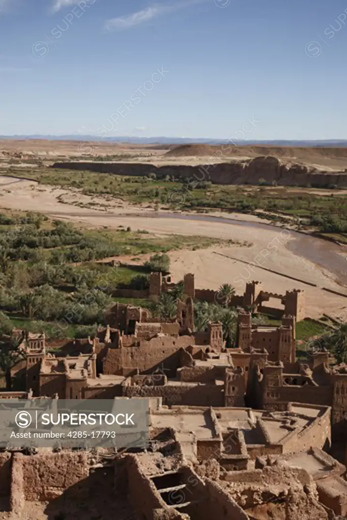 Africa, North, Africa, Morocco, Atlas Region, Ouarzazate, Ait Benhaddou, Kasbah, View from the Top