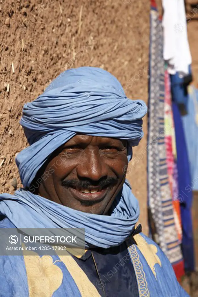 Africa, North Africa, Morocco, Atlas Region, Ouarzazate, Ait Benhaddou, Kasbah, Berber, Moroccan Man Smiling