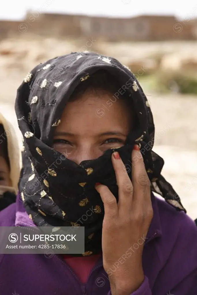 Africa, North Africa, Morocco, Atlas Region, Todra Gorge, Tamtatouchte Village, Child, Young Berber Girl