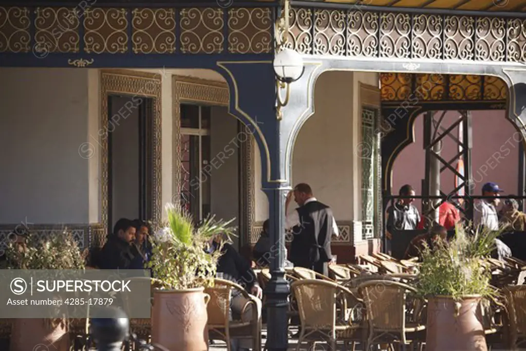 Africa, North Africa, Morocco, Marrakech, Medina, Djemaa el Fna Square, Outdoor Restaurant