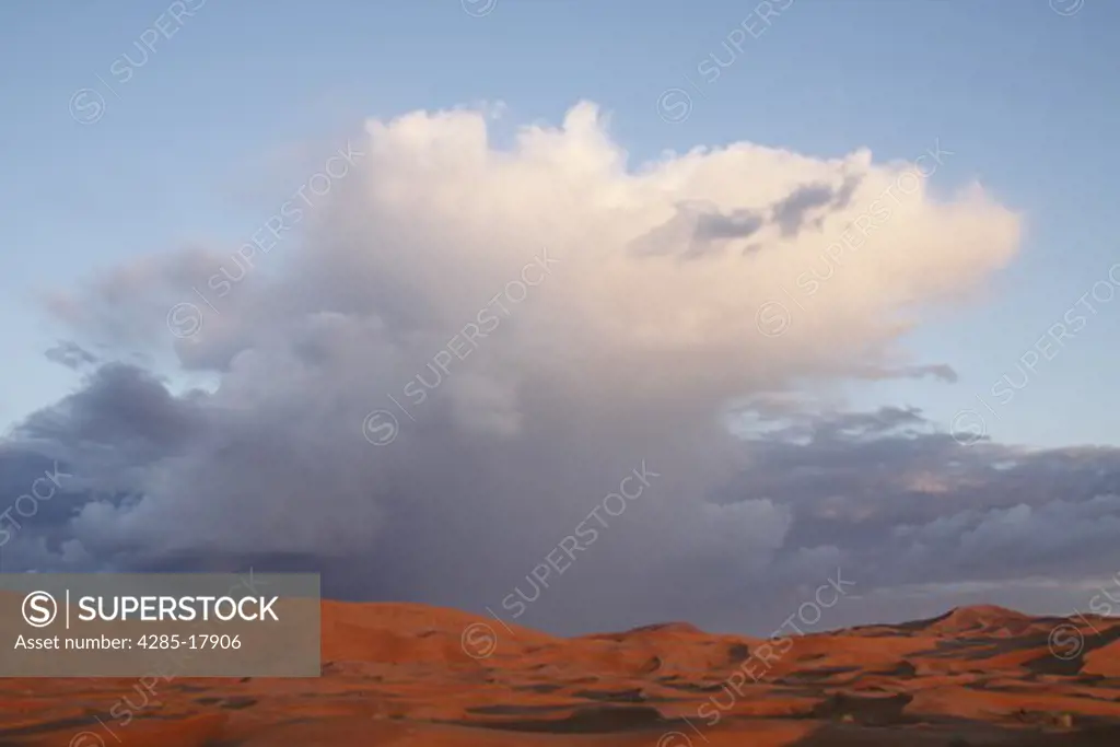 Africa, North Africa, Morocco, Sahara Desert, Merzouga, Erg Chebbi, Rain Clouds