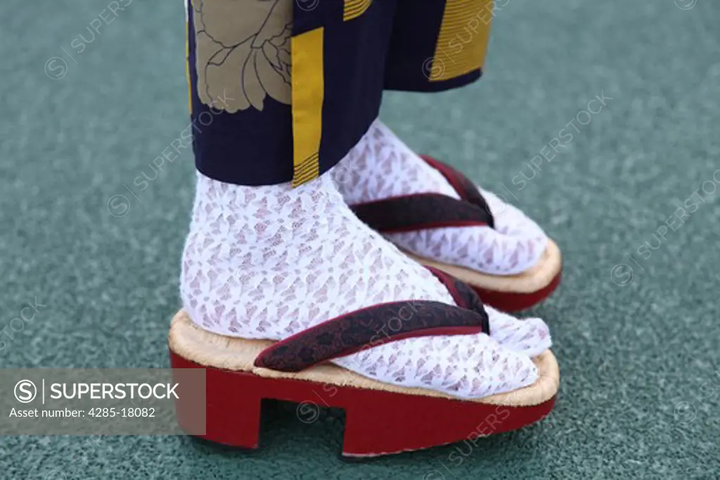 Japan, Tokyo, Parade and Local Festival, Female Traditional Platform Sandals