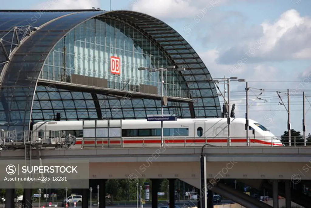 Germany, Berlin, Berlin Central Train Station, Railway Station, Hauptbahnhof, ICE Express Train