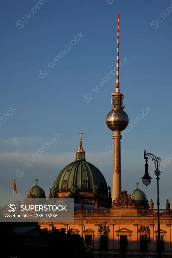 Germany, Berlin, Berlin Cathedral, Berliner Dom, The Supreme Parish and Collegiate Church, Fernsehturm, Television Tower, TV Tower