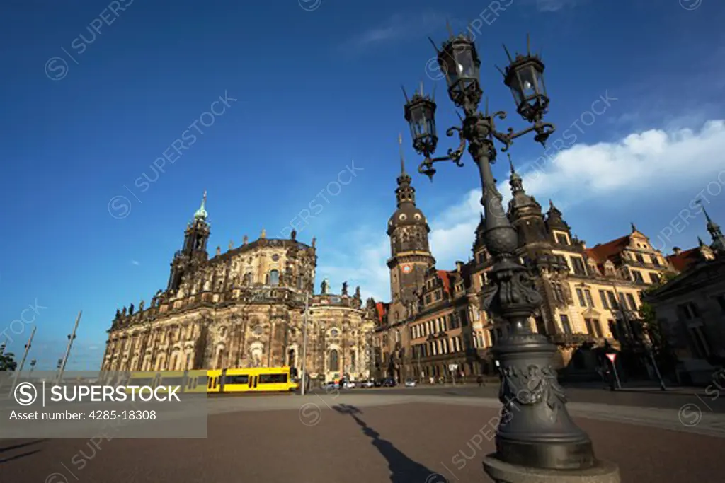 Germany, Saxony, Dresden, Theaterplatz, Theatre Square, Hofkirche, Kathedrale St. Trinitatis, St. Trinity Cathedral, Hausmann Tower