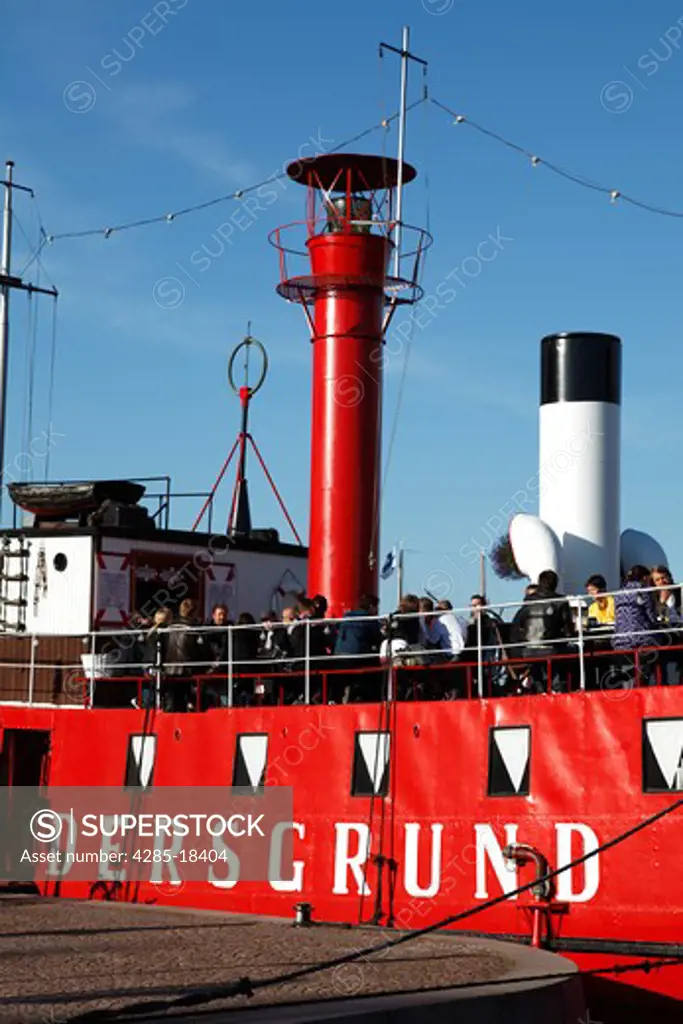 Finland, Helsinki, Helsingfors, North Harbour, Red Hulled Boat, Restaurant
