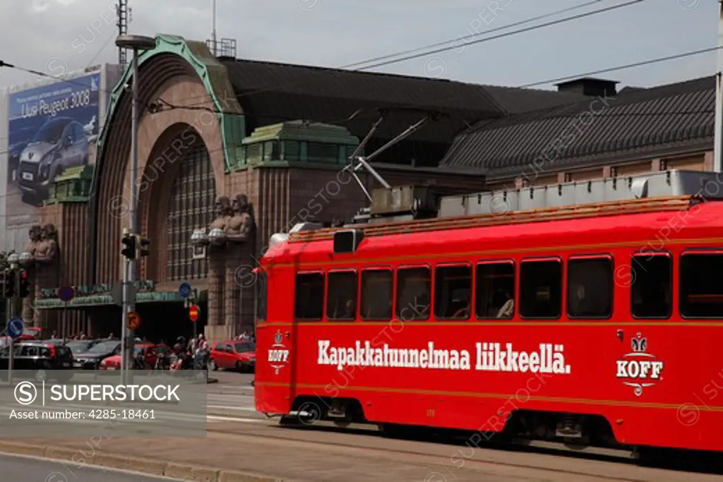 Finland, Helsinki, Helsingfors, Central Railway Station, Rautatientori Metro Station, Entrance, City Tram