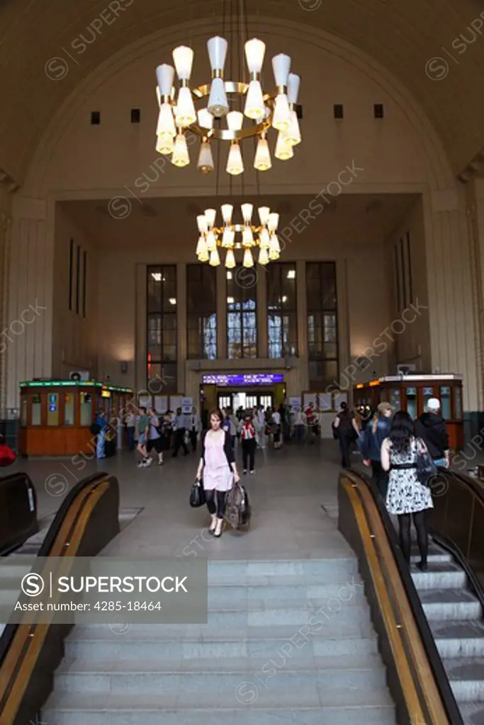 Finland, Helsinki, Helsingfors, Central Railway Station, Interior, Steps