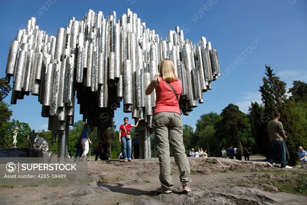 Finland, Helsinki, Helsingfors, Sibelius Monument, Monument Dedicated to Composer Jean Sibelius, Tourists