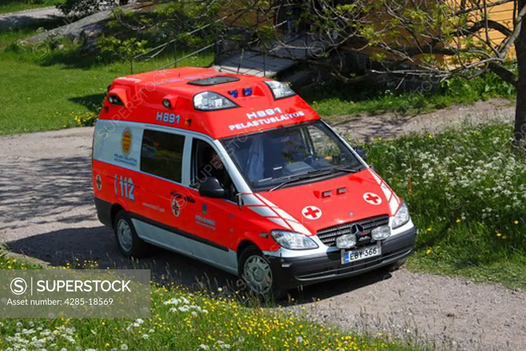 Finland, Helsinki, Helsingfors, Suomenlinna Island, Kustaanmiekka, Rescue Vehicle, Ambulance