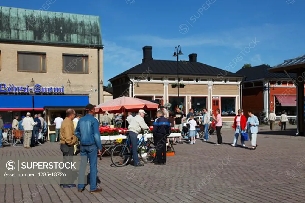Finland, Region of Satakunta, Rauma, Old Rauma, Medieval Historical House Quarter, Town Hall Square, Market Square, Market