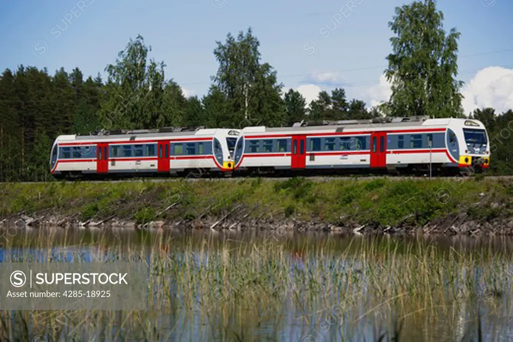 Finland, Region of Southern Savonia, Savonlinna, Punkaharju Nature Reserve, Saimaa Lake District, Local Train