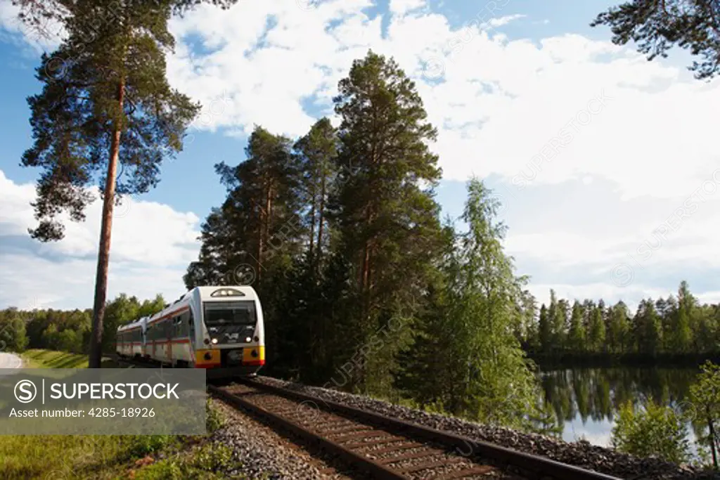 Finland, Region of Southern Savonia, Savonlinna, Punkaharju Nature Reserve, Saimaa Lake District, Local Train