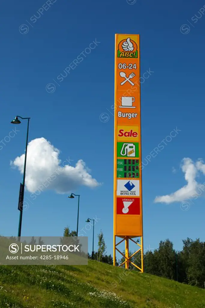 Finland, Region of Southern Savonia, Savonlinna, Shopping Centre Sign
