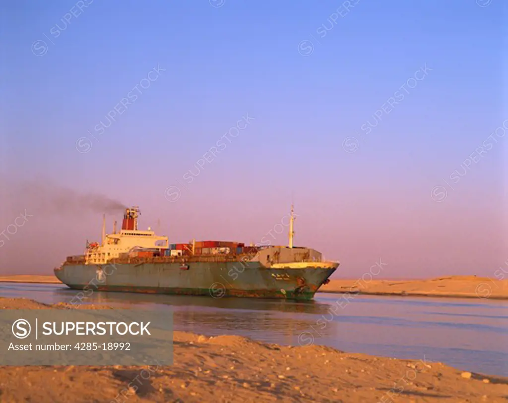 Egypt, Suez Canal, Cargo Ship