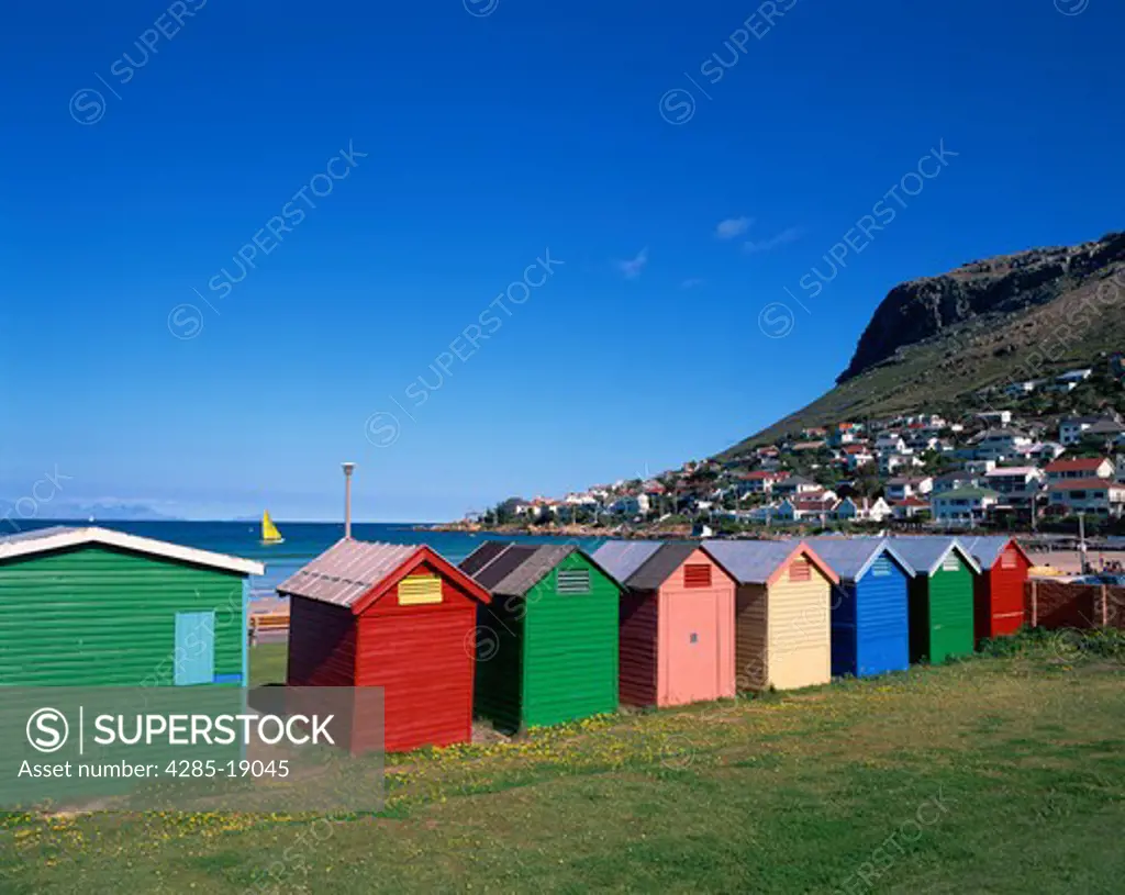 South Africa, Cape Peninsula, Fish Hoek, Bathing Boxes