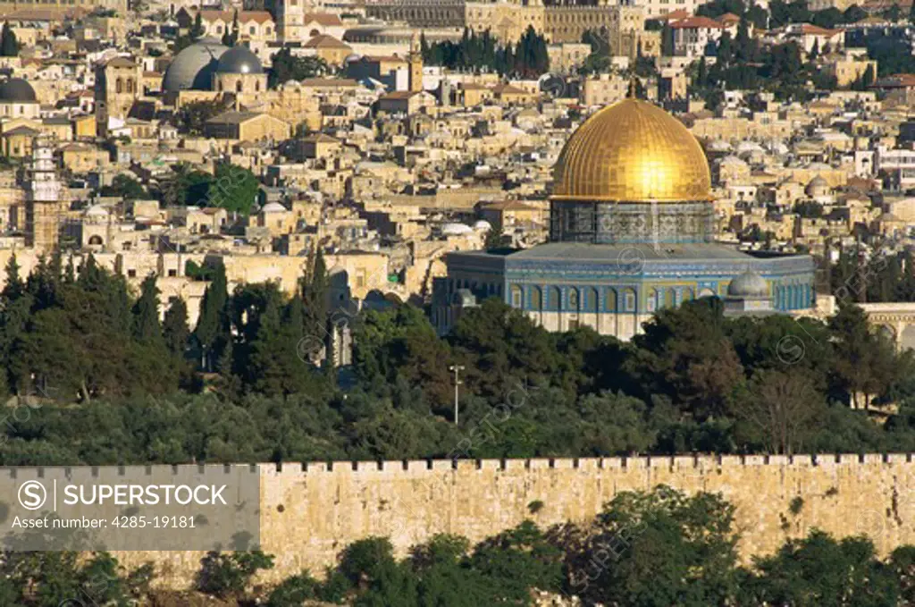 Israel, Jerusalem, Old City from Mount of Olives
