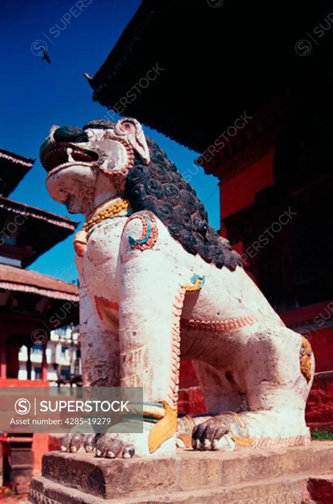 Nepal, Kathmandu, Durbar Square, Mythical Lions