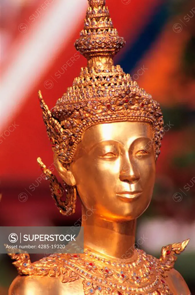 Thailand, Bangkok, Wat Pra Keo Kinnara Figure