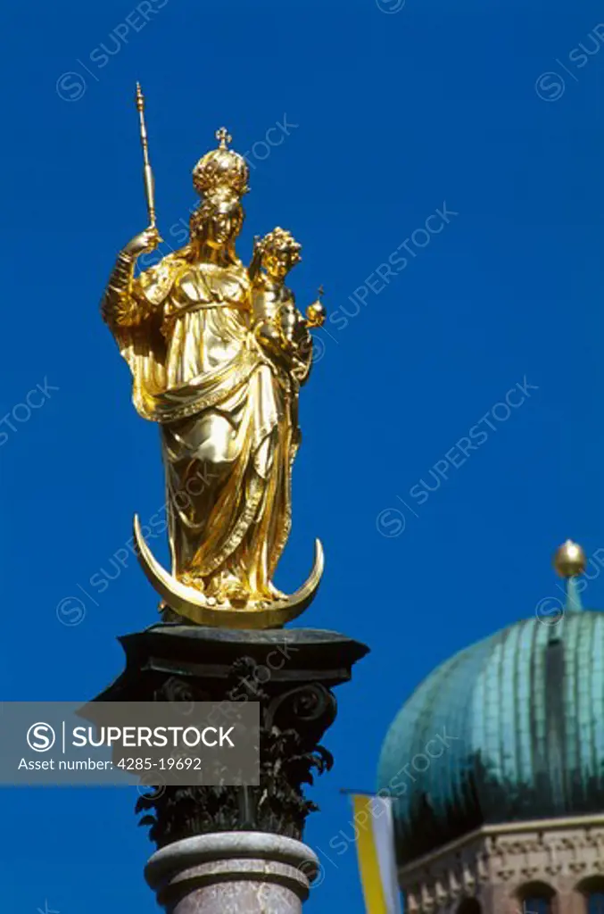 Germany, Bavaria, Munich, Marienplatz, Virgin on Crescent Moon