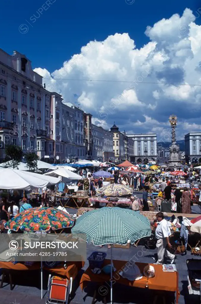 Austria, Linz, Hauptplatz Market Square, Trinity Column