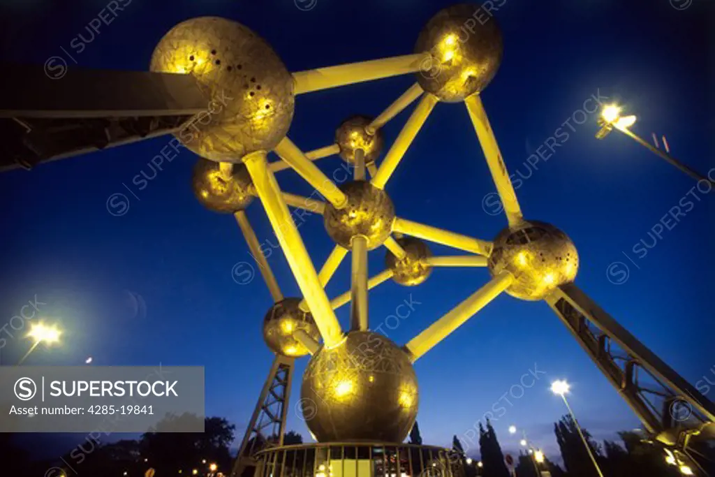 Belgium, Brussels, The Atomium, Night Lights