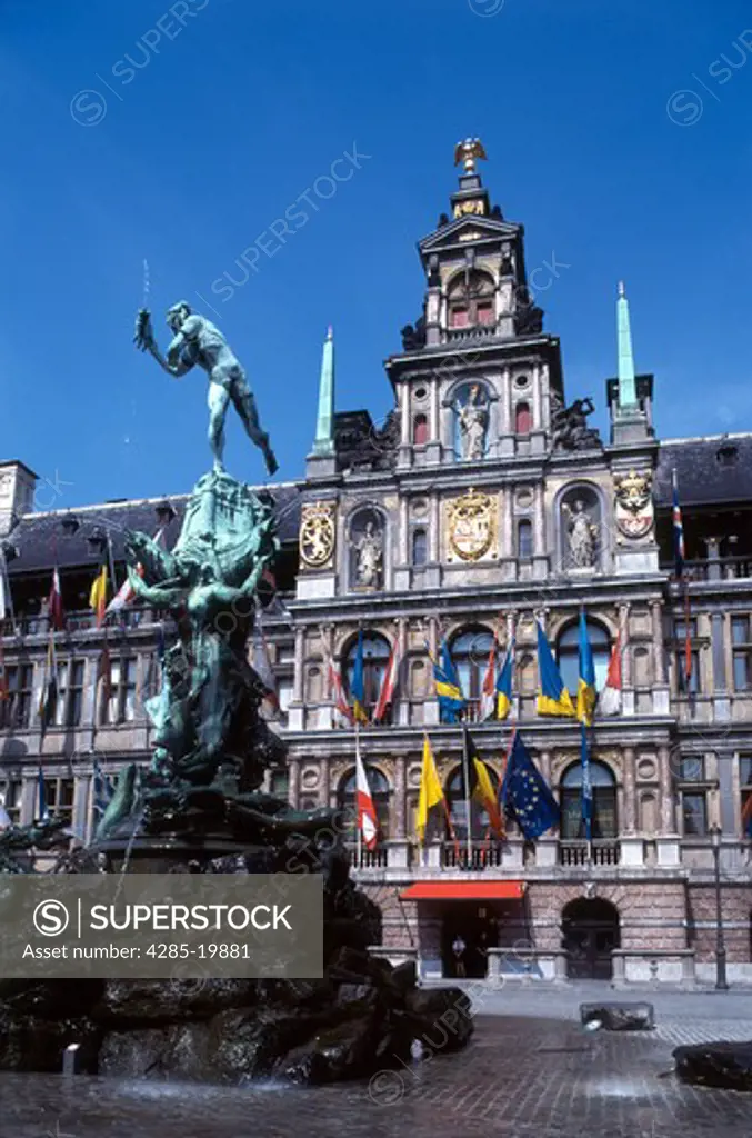 Belgium, Antwerp, Old Town, Market Square, Town Hall