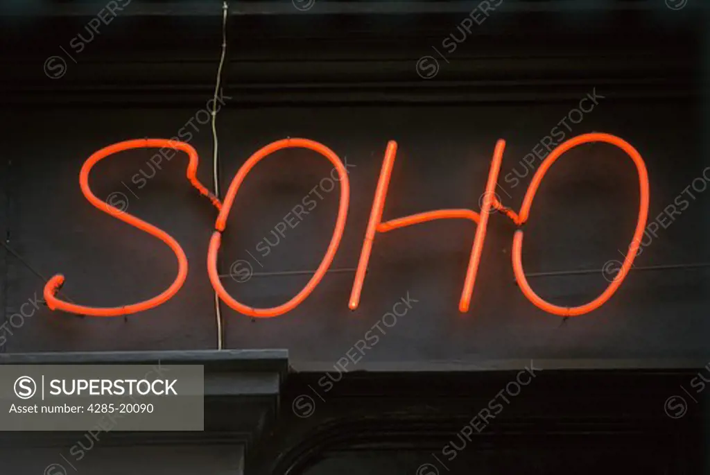 United Kingdom, London, Neon Sign, Soho