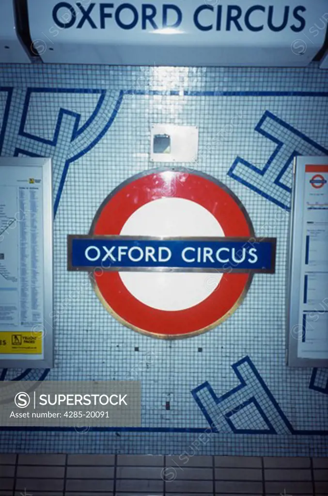 United Kingdom, London, Oxford Circus, Underground Station Sign