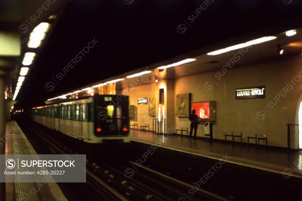 France, Paris, Louvre Rivoli, Metro Train Station
