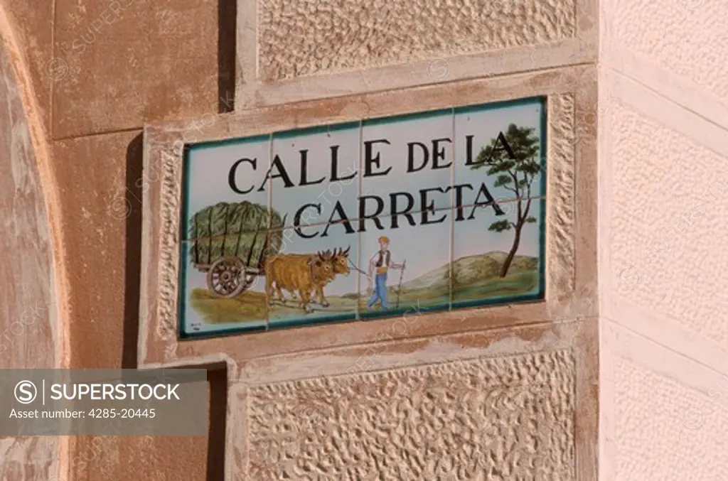 Spain, Catalonia, Sitges, Harbour Front, Sign